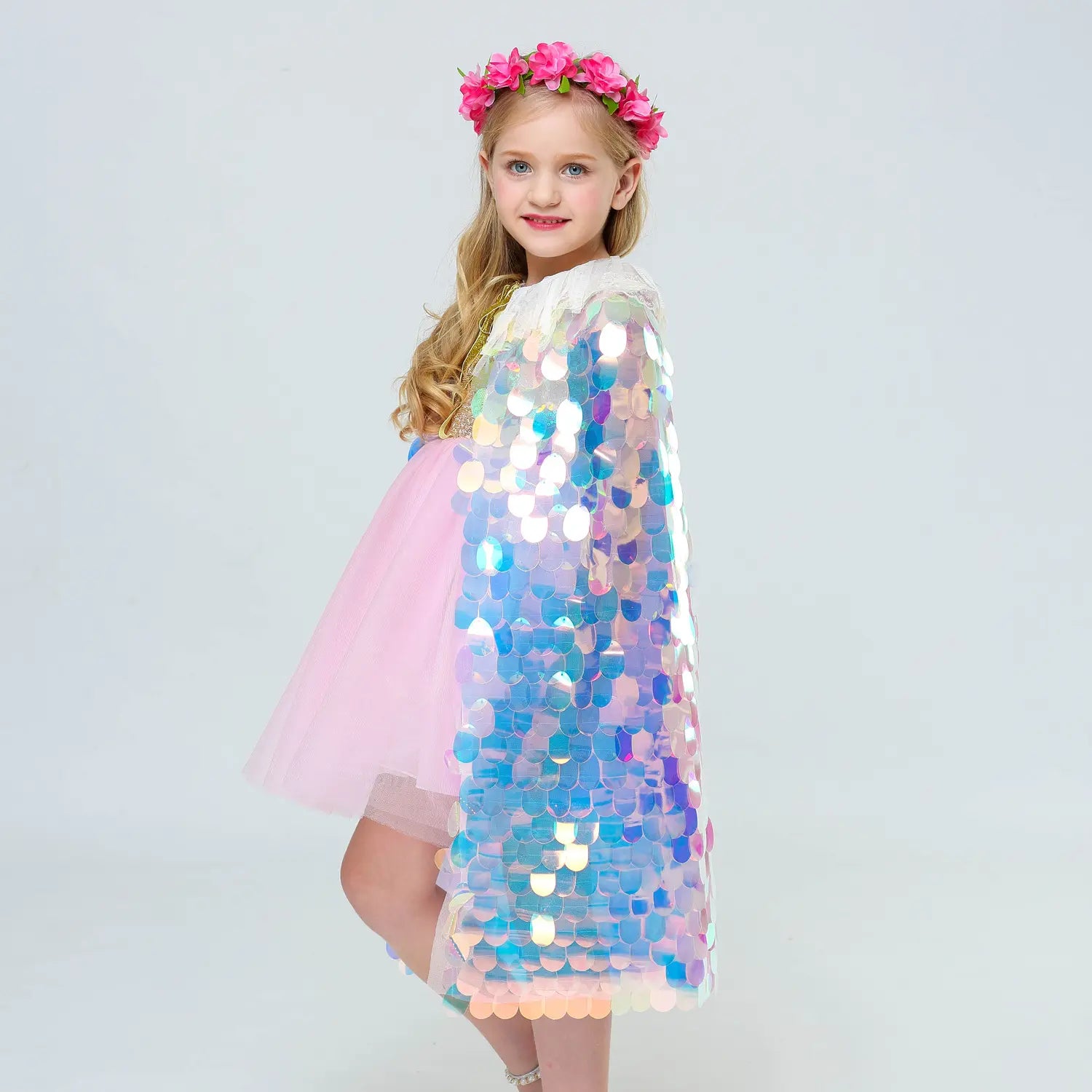 Mermaid Large Sequin Scale Cape For Girls