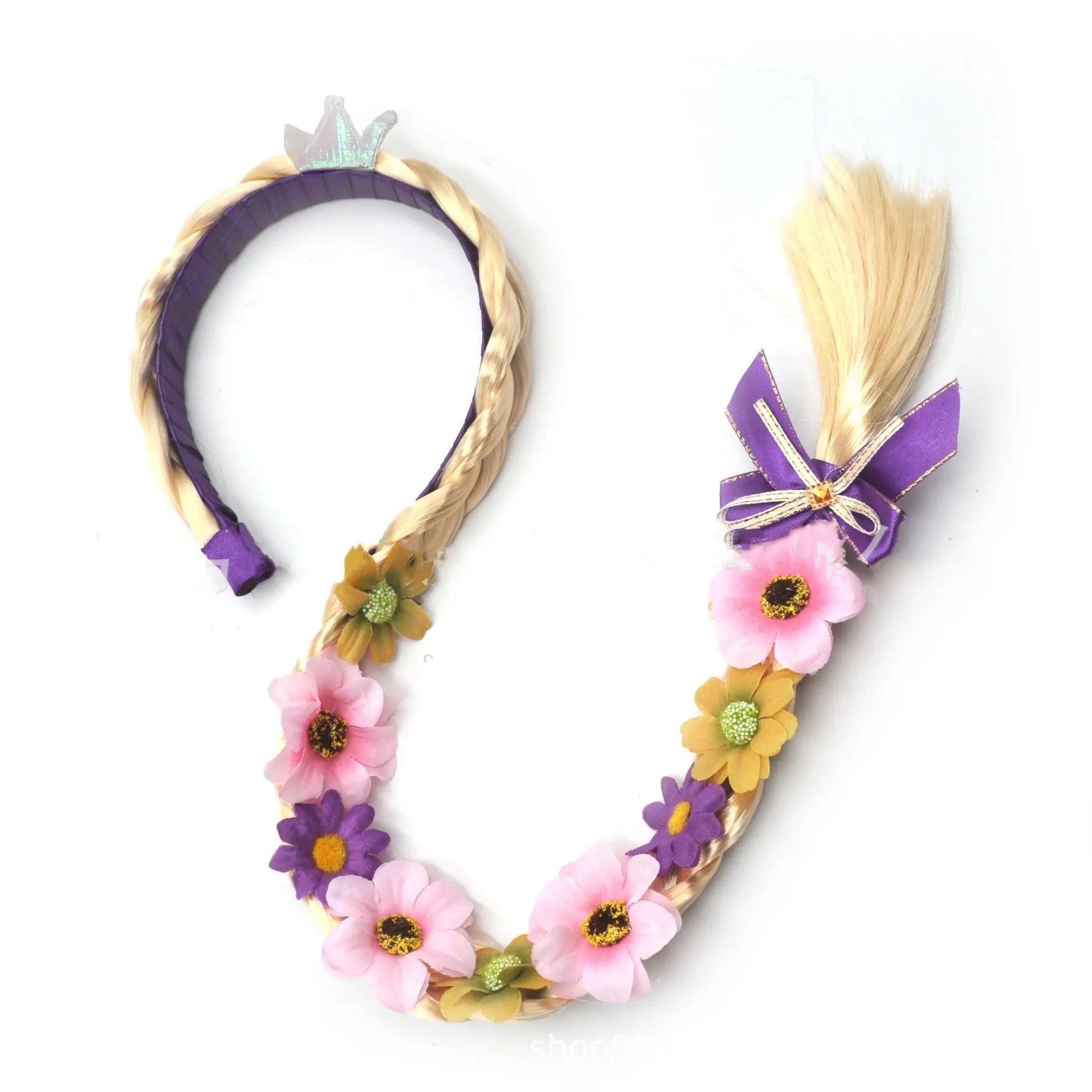 Robe de princesse violette et bandeau tressé