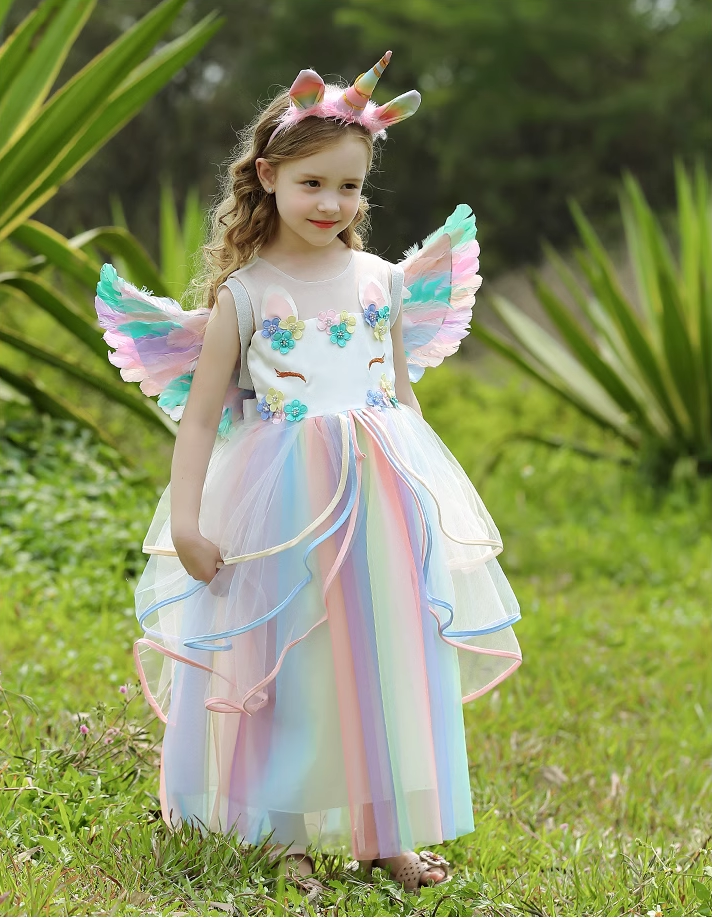 Sleeveless  Unicorn Rainbow Princess Dress - MiniClosetCo