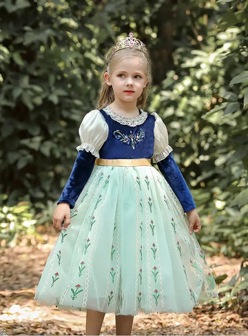 Green Long Sleeves Princess Tulle Dress