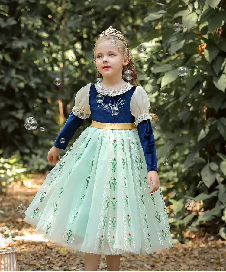 Green Long Sleeves Princess Tulle Dress