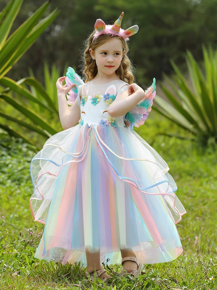 Sleeveless  Unicorn Rainbow Princess Dress - MiniClosetCo