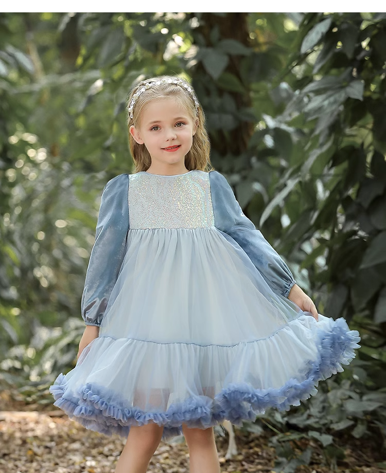 Blue/Pink/Purple Long Sleeves Tulle Tutu Dress - MiniClosetCo