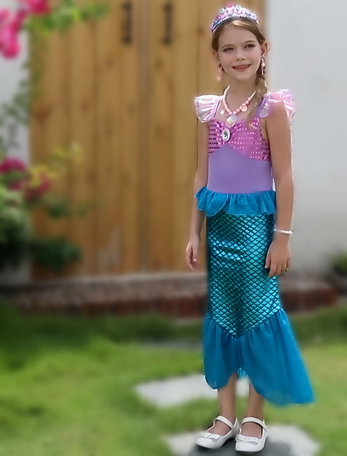 Purple & Blue Mermaid  Fishtail Dress For Girl - MiniClosetCo