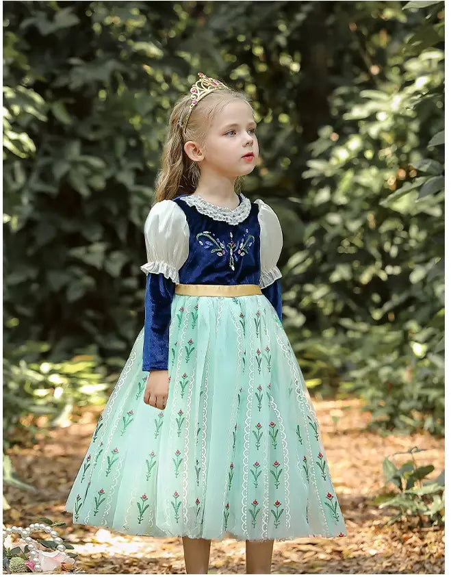 Green Long Sleeves Princess Tulle Dress