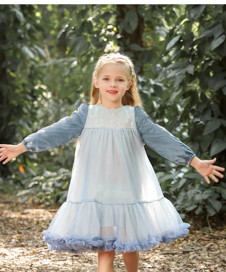 Blue/Pink/Purple Long Sleeves Tulle Tutu Dress - MiniClosetCo