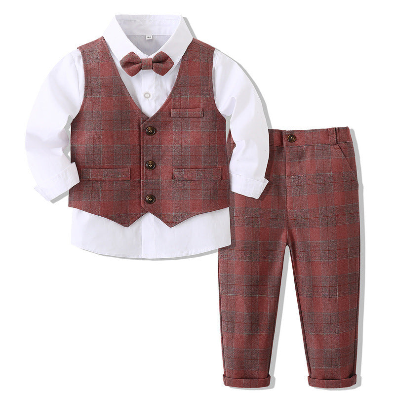 Ensemble 5 pièces pour garçon : veste, gilet, chemise, pantalon, nœud papillon