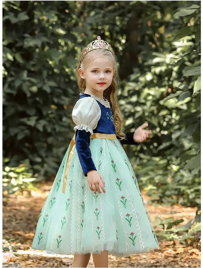 Green Long Sleeves Princess Tulle Dress
