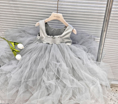 Sleeveless Tulle  Dress  For Kids Girls Toddlers Flower Girl Party Wedding Dress Gowns - MiniClosetCo