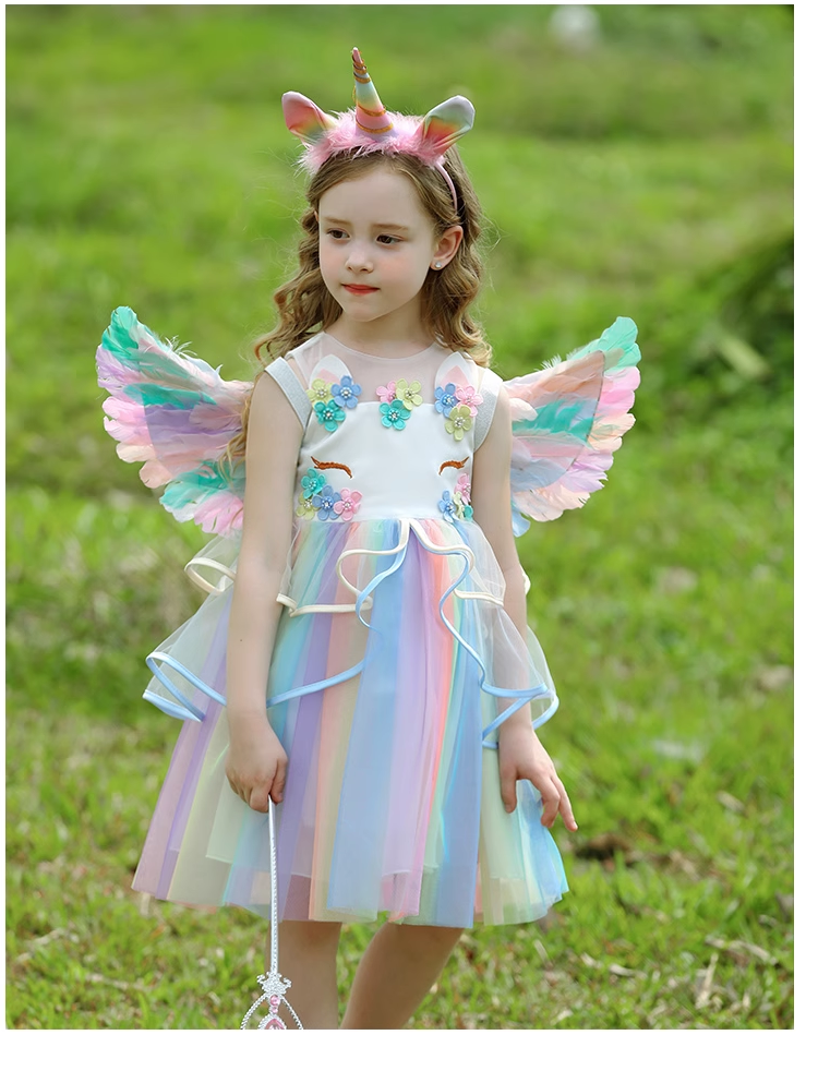 Sleeveless  Unicorn Rainbow Princess Dress - MiniClosetCo