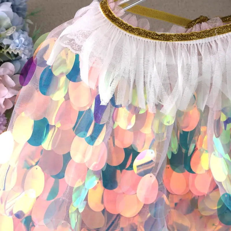 Mermaid Large Sequin Scale Cape For Girls