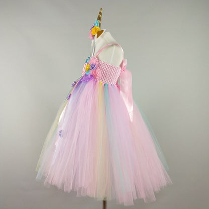 Sleeveless  Tulle  Rainbow Unicorn Dress - MiniClosetCo