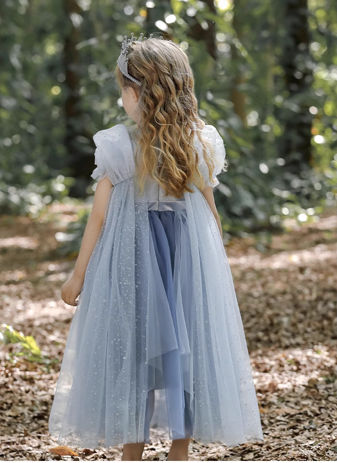 Long/Short Sleeves Sparkling Princess Dress with Fairy Dust Skirt - MiniClosetCo