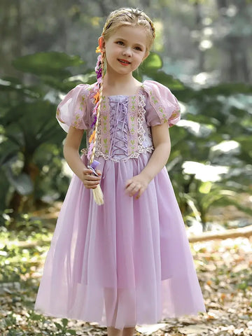 Lavender Fairytale Princess Dress for Girls with Floral Braid