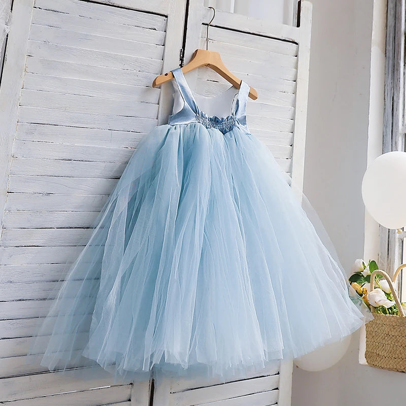 Robe en tulle sans manches pour enfants, filles, tout-petits, robes de soirée, de mariage, de demoiselle d'honneur