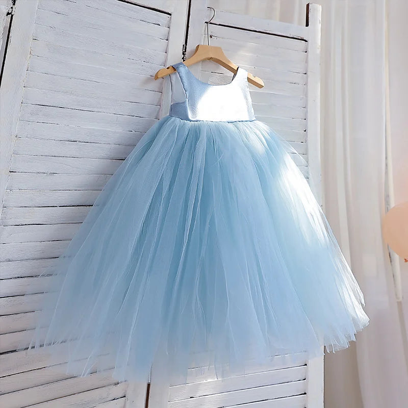 Robe en tulle sans manches pour enfants, filles, tout-petits, robes de soirée, de mariage, de demoiselle d'honneur