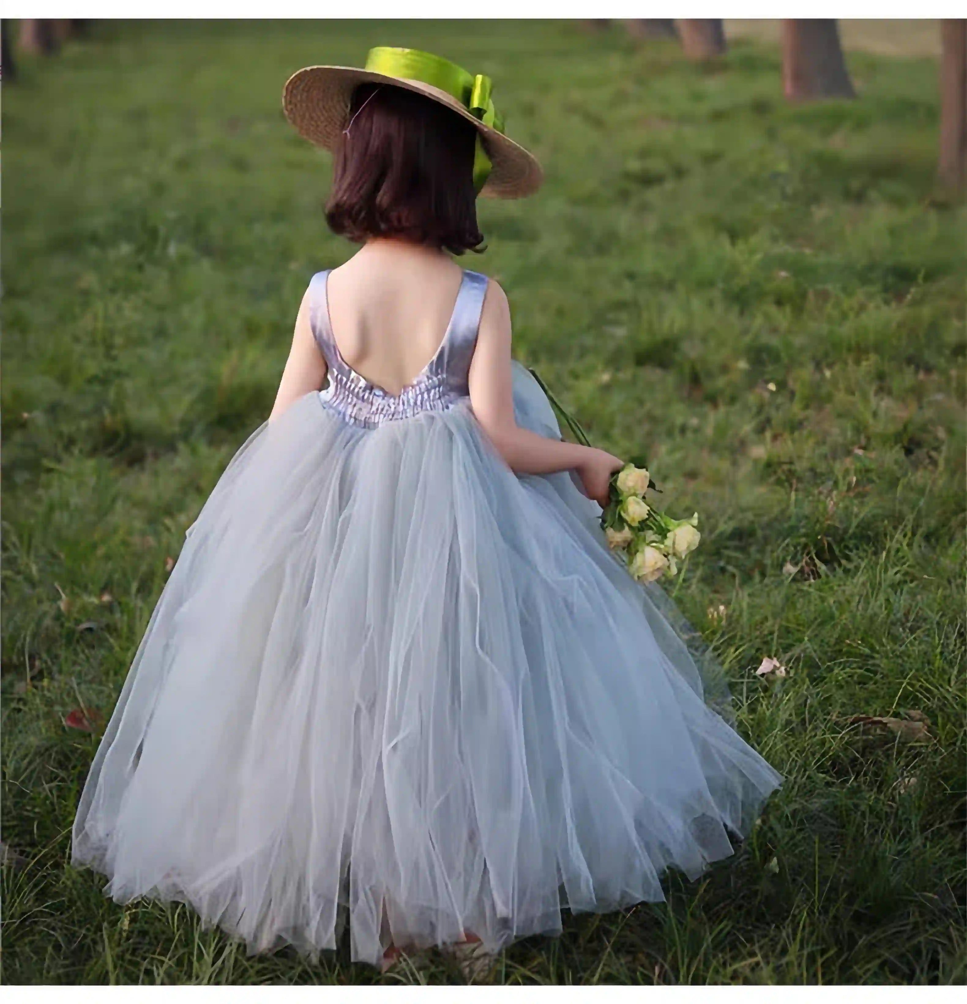 Sleeveless Tulle  Dress  For Kids Girls Toddlers Flower Girl Party Wedding Dress Gowns