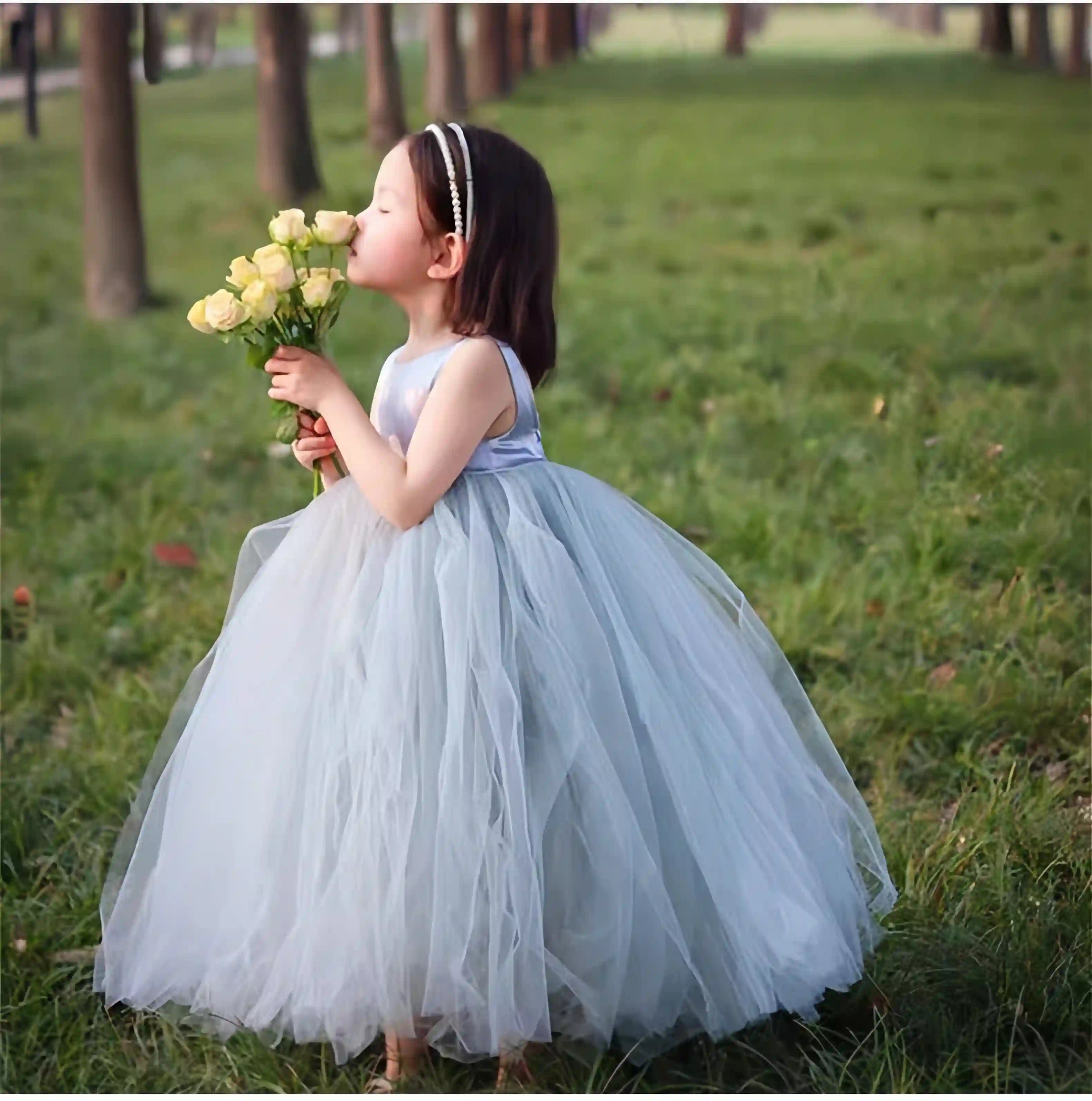 Sleeveless Tulle  Dress  For Kids Girls Toddlers Flower Girl Party Wedding Dress Gowns
