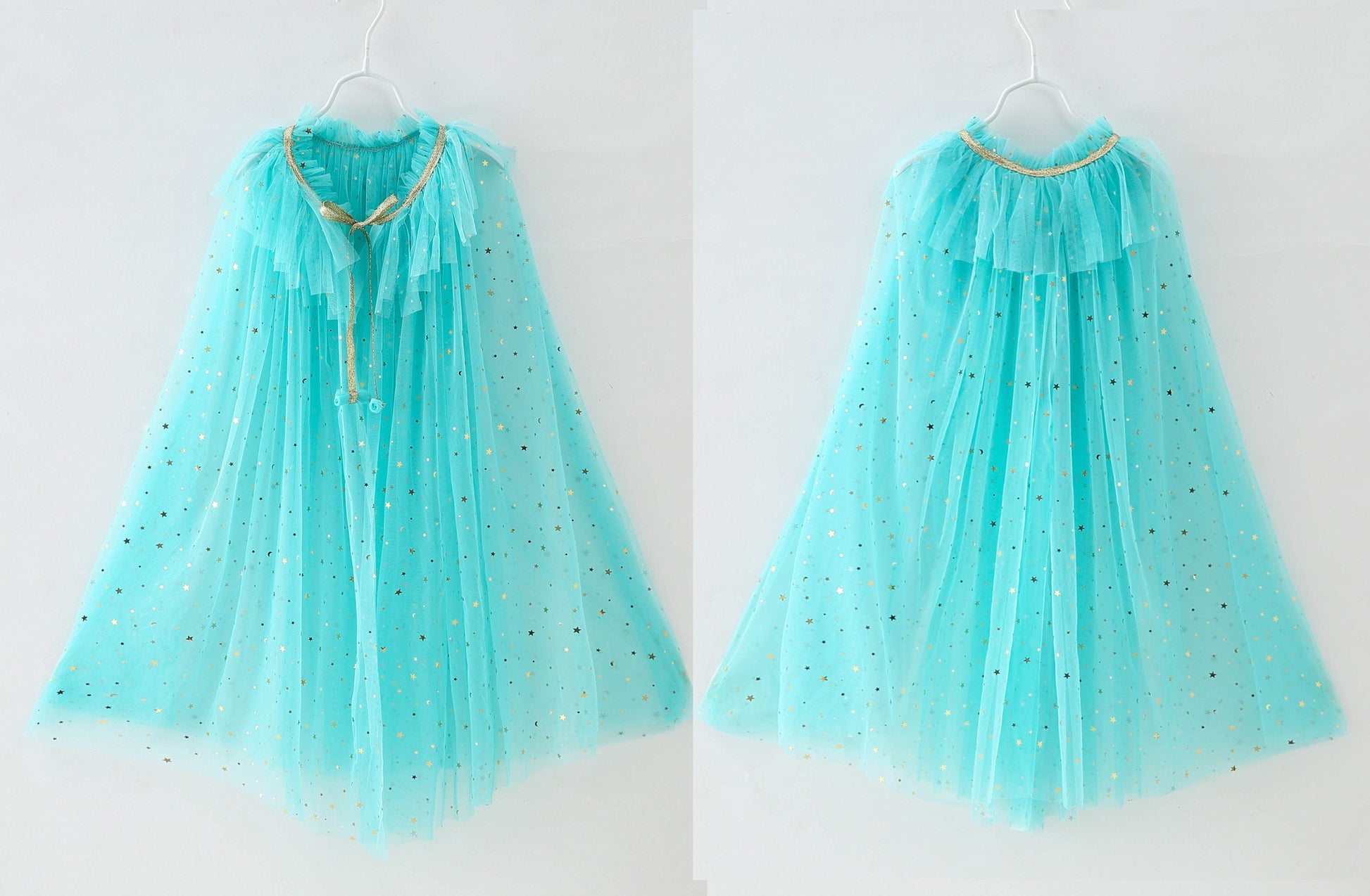 girl with light blue tulle princess cape 