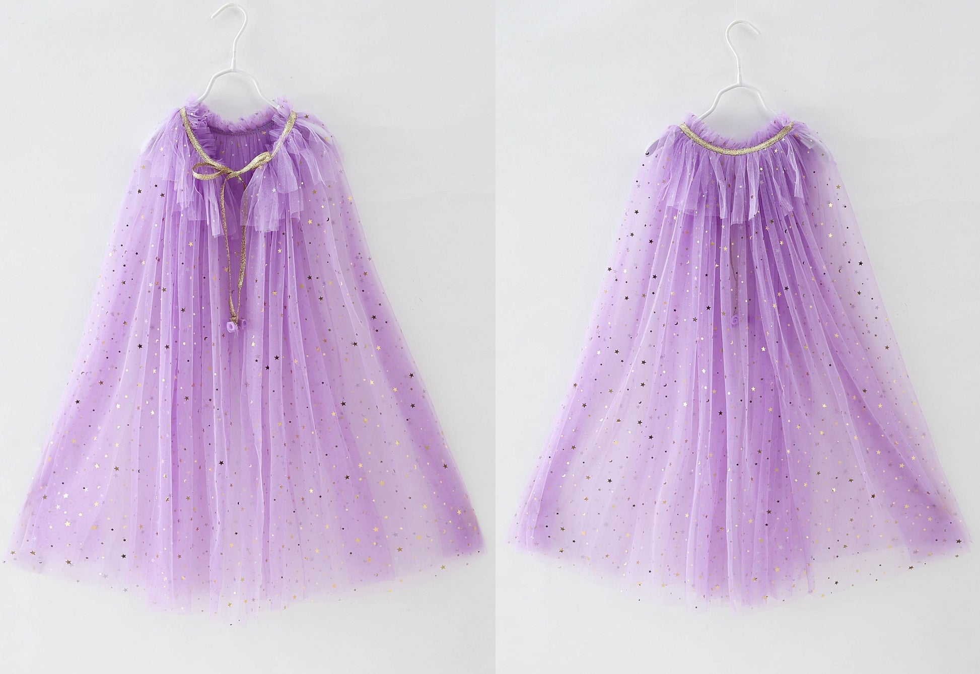 purple tulle princess cape back