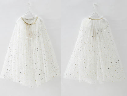  white tulle princess cape 