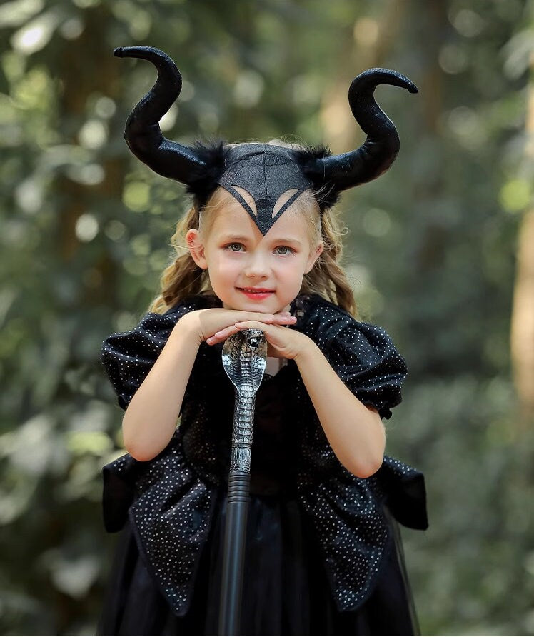 Black Costume Dress With Horns and Wings for kids