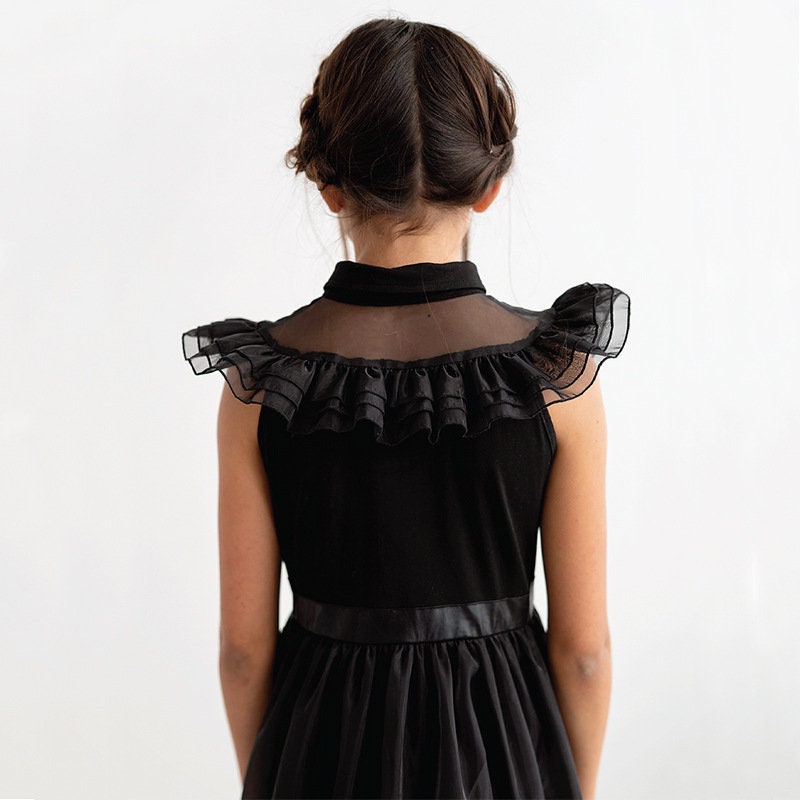 Dark Mystery Child Costume -  All Black Sleeveless Dress