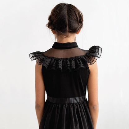 Dark Mystery Child Costume -  All Black Sleeveless Dress