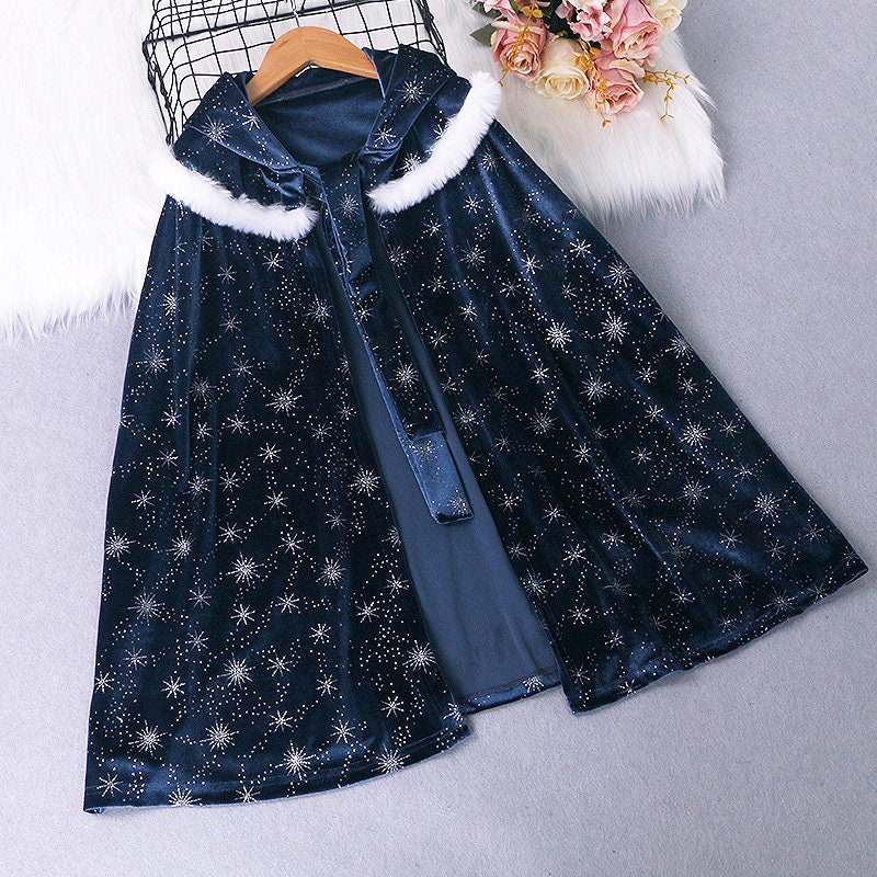 Navy Blue Princess Hooded Cloak