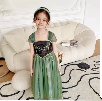 Brave Princess Dress – Black Sleeveless Bodice, Green Tulle Skirt - MiniClosetCo