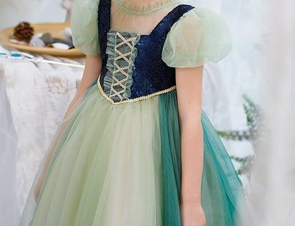 Green Sequin Tulle Princess Dress - MiniClosetCo