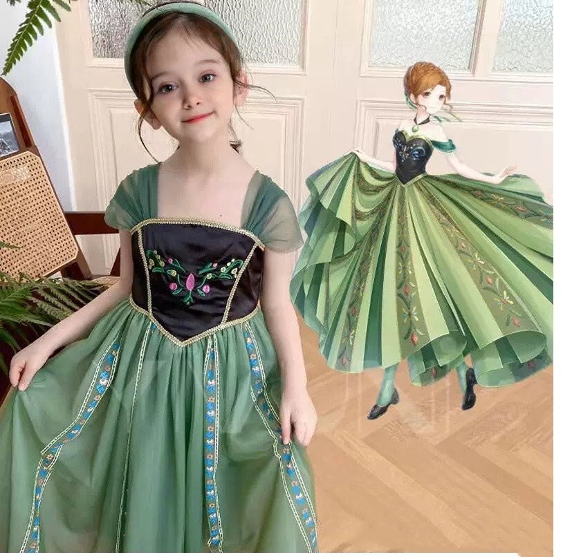 Brave Princess Dress – Black Sleeveless Bodice, Green Tulle Skirt - MiniClosetCo