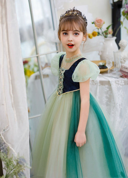 Green Sequin Tulle Princess Dress - MiniClosetCo