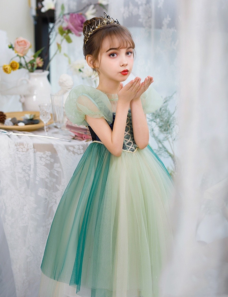 Green Sequin Tulle Princess Dress - MiniClosetCo