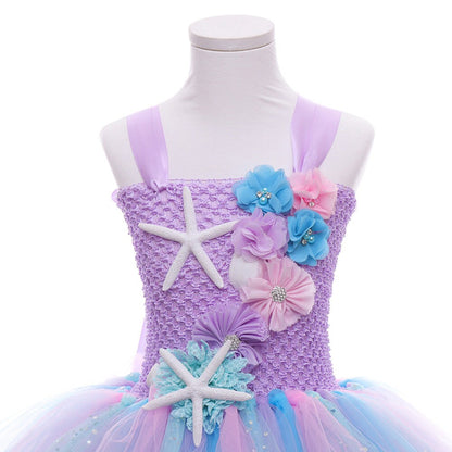 Sleeveless Tutu Rainbow Sea Princess Fairy  Dress  For Flower Girl Kid Toddler Birthday Party Wedding  Gown - MiniClosetCo