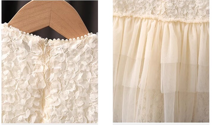 White Lace Tulle 3D flower  Sleeveless Dress for Girls Toddlers - MiniClosetCo