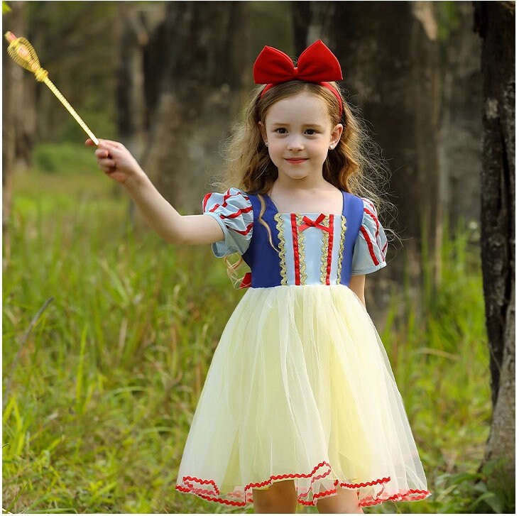 Knee Length Summer Snow White Dress- Dress up Party Costume for Kids Girls Toddlers - MiniClosetCo