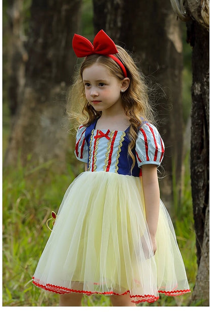 Knee Length Summer Snow White Dress- Dress up Party Costume for Kids Girls Toddlers - MiniClosetCo