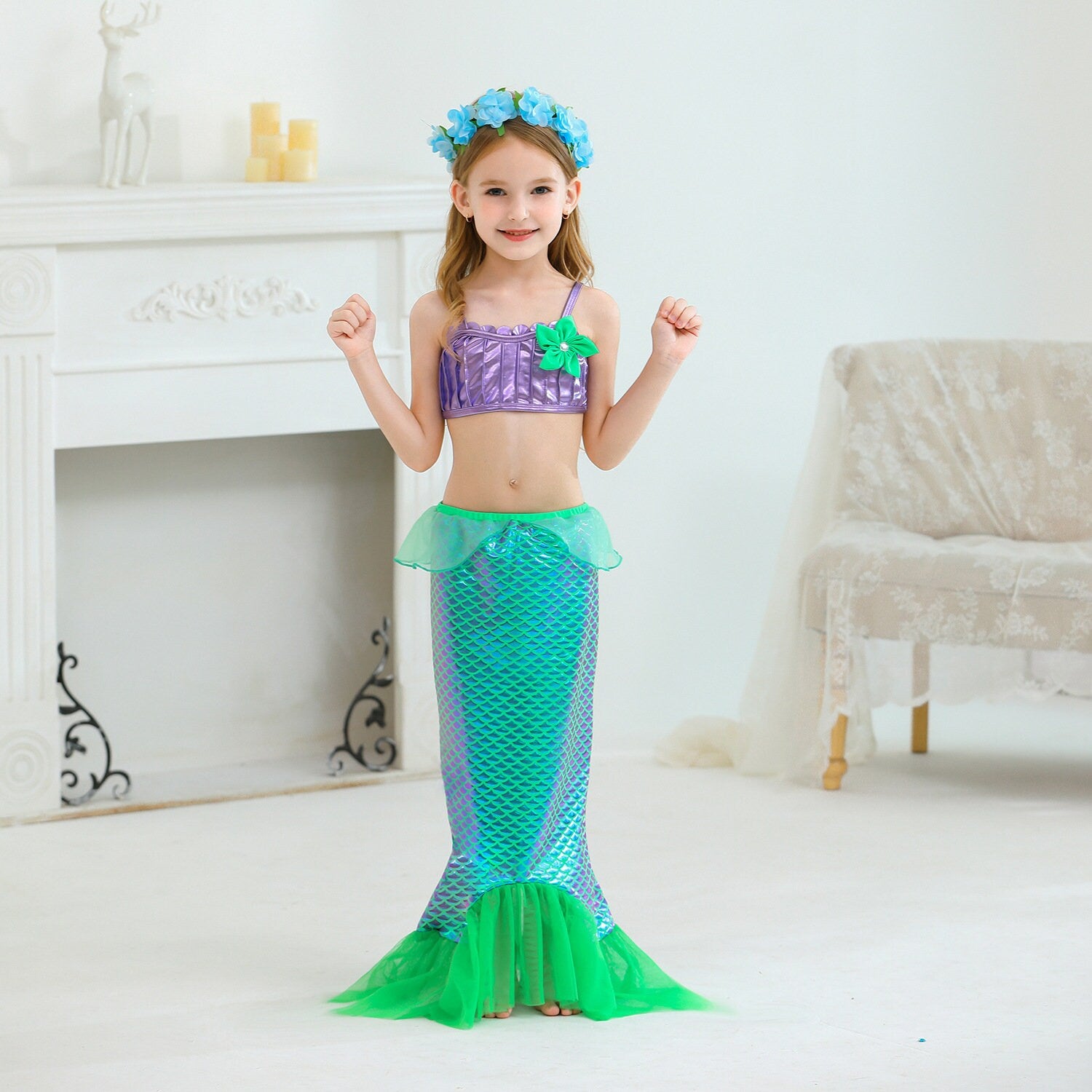 Mermaid dress Party Costume Gown for Kids (3pcs set) MiniClosetCo Mermaid dress Party Costume Gown for Kids (3pcs set) MiniClosetCo