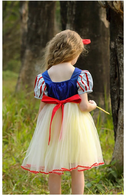 Knee Length Summer Snow White Dress- Dress up Party Costume for Kids Girls Toddlers - MiniClosetCo