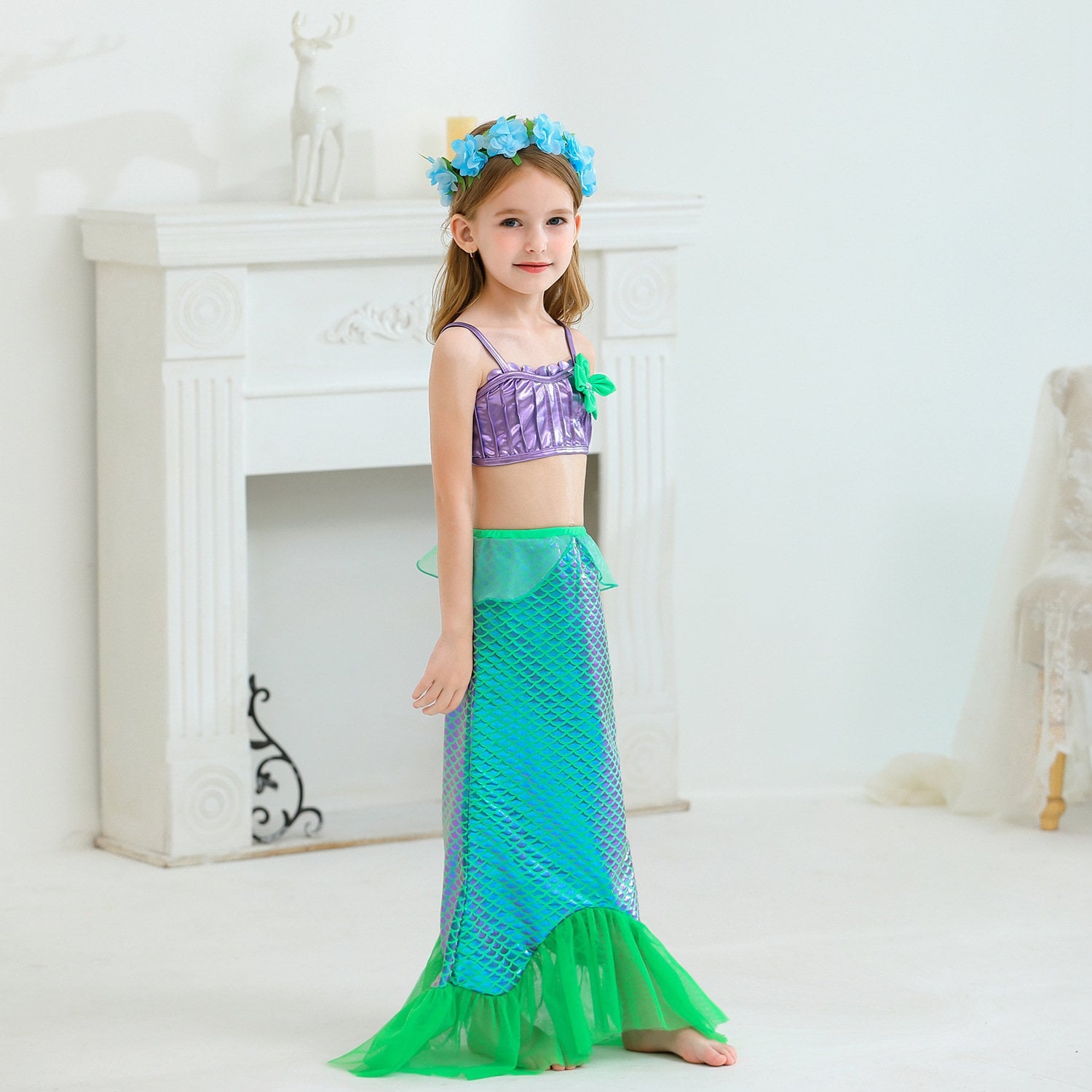 Mermaid  dress  Party Costume Gown for Kids (3pcs set) - MiniClosetCo