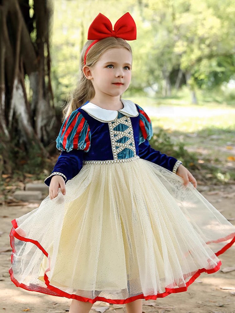 Long Sleeves Snow White Costume Dress - MiniClosetCo