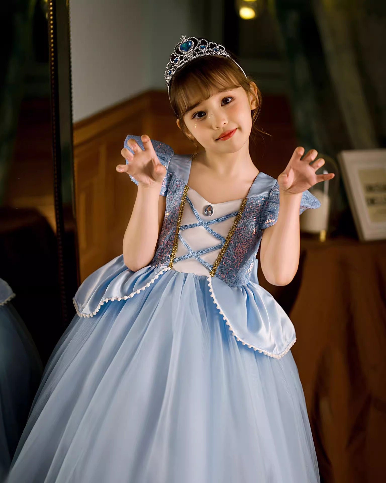 Shimmering Ballgown Princess Dress with Tulle Skirt - MiniClosetCo