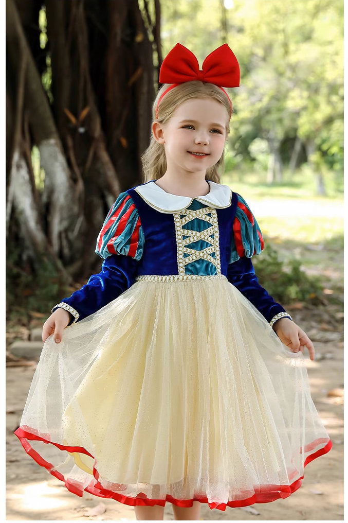 Long Sleeves Snow White Costume Dress - MiniClosetCo