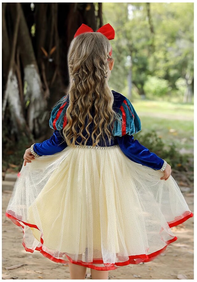 Long Sleeves Snow White Costume Dress - MiniClosetCo