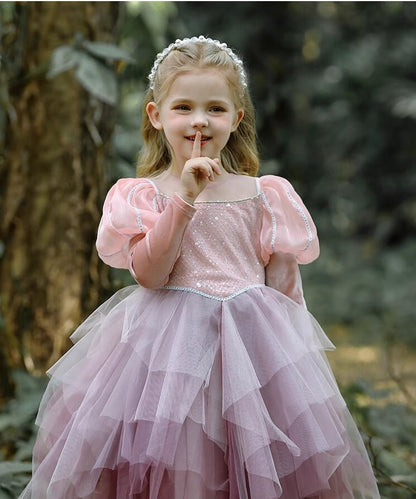 Layered Long/Short Sleeves  Tulle  Princess Party Flower Girl Dress Costume for Kids Girls Toddlers - MiniClosetCo